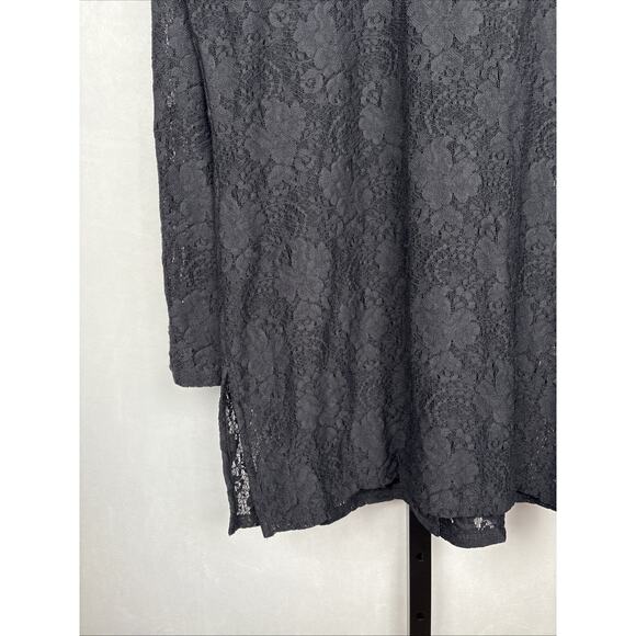 Chico's Black Lace Button Up Tunic Women's Large Collared Top Goth Witchy Sheer - Picture 7 of 10